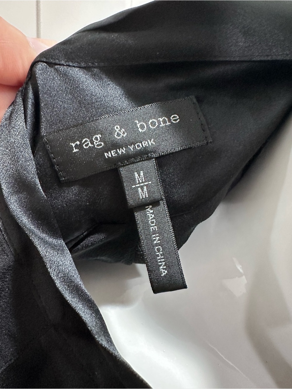 Rag & Bone Black Silk Tie-Neck Blouse - Picture 5 of 8